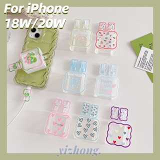 เคสสายชาร์จ TPU แบบนิ่ม ลายดอกไม้ ดอกทิวลิป หัวใจ 3 ชิ้น สําหรับ iPhone 18W 20W