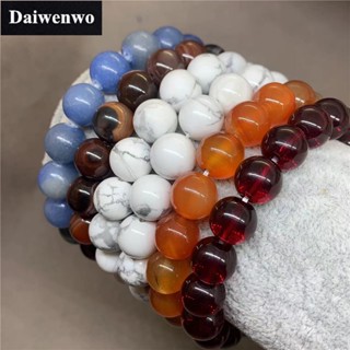 สร้อยข้อมือ ลูกปัดอาเกตคริสตัล หินโมรา สีฟ้า เทอร์ควอยซ์ สีแดง สีขาวธรรมชาติ