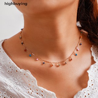 [highbuying] โบโฮ ผู้หญิง โชคเกอร์ พู่ หลากสี ลูกปัด จี้สร้อยคอ โซ่ เครื่องประดับ ของขวัญ ใหม่ พร้อมส่ง