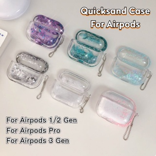 เคสหูฟัง แบบทรายดูด แต่งกลิตเตอร์ พร้อมสายโซ่คล้อง หรูหรา สําหรับ Airpods Pro 2 1 3