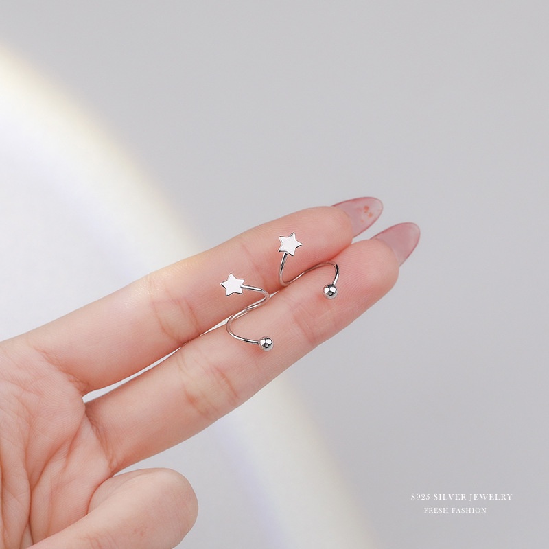 We Flower ต่างหูเงิน 925 แบบเกลียว รูปลูกบอลดาว ขนาดเล็ก มินิมอล เครื่องประดับ สําหรับผู้หญิง ผู้ชาย - รูปที่ 6