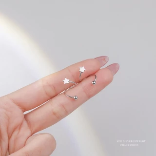 We Flower ต่างหูเงิน 925 แบบเกลียว รูปลูกบอลดาว ขนาดเล็ก มินิมอล เครื่องประดับ สําหรับผู้หญิง ผู้ชาย