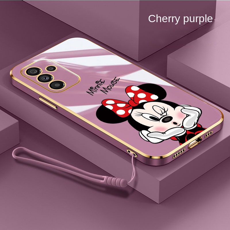 Samsung Galaxy A56 A36 A26 5G Glossy Cute Minnie Mouse Casing Square Edges Plating Back TPU Soft Case Cover