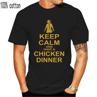 แขนสั้นcrew neckเสื้อยืดลําลอง แขนสั้น พิมพ์ลาย  Houd Kalm Kip Diner Pubg Mannen Comedy แฟชั่นสําหรับผู้ชาย และผู้_01