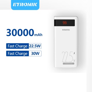 ETRONIK Romoss Sense 8PF 30000mAh Power Bank 22.5w ชาร์จเร็วจอแสดงผลดิจิตอลแหล่งจ่ายไฟมือถือ