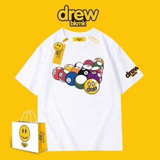 เสื้อยืดแขนสั้น ทรงหลวม ลายหมอก Justin Bieber ขนาด A2 drew smiley Face สําหรับผู้ชาย ผู้หญิง ใส่ในบ้าน บิลเลียด_01