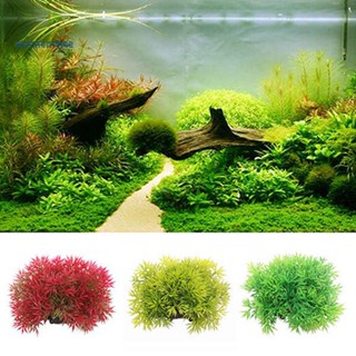 Mt☯ หญ้าเทียม พลาสติก สีเขียว สําหรับตกแต่งตู้ปลา