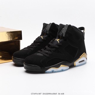 Original Nike Air Jordan 6 DMP AJ6 รองเท้าบาสเก็ตบอล สีดํา สีทอง สําหรับผู้ชาย