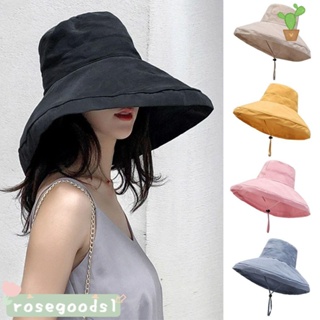 Rosegoods1 หมวกปีกกว้างลําลอง ระบายอากาศ เหมาะกับฤดูร้อน