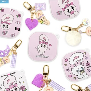 Esther bunny - Glossy hard case + keyring option for Galaxy Buds 2 live pro pink flower heart ribbon