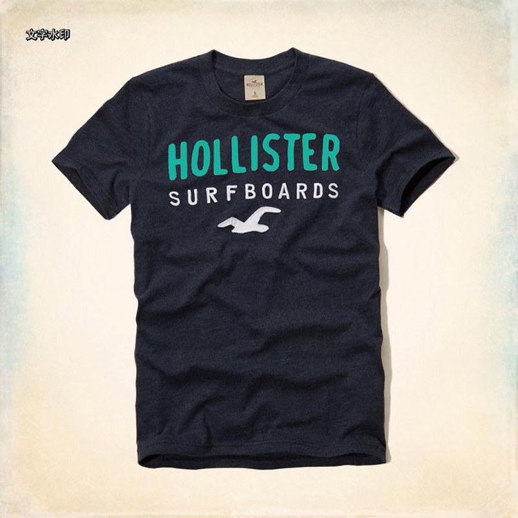 พร้อมส่ง Hollister Mens Summer Seagull & HCO Print 100% Premium Cotton oversize Top แฟชั่นสไตล์อเมริ