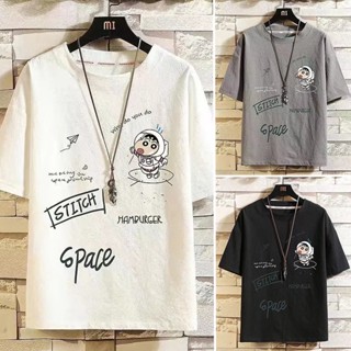 【Rishang】Slim T Shirt Men Casual Fashion Korean Crayon Shin-chan Printed Short Sleeve Couple Clothes_12