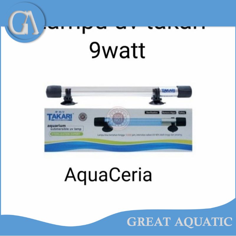 9 WATT หลอดดําน้ํา UV สําหรับบ่อตู้ปลา UV takari 9 WATT