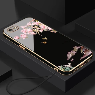 เคสไอโฟน iphone 6 7 8 6s 6 7 8 plus TPU นิ่ม ขอบตรง ชุบไฟฟ้า บางพิเศษ กันกระแทก ลายภูมิทัศน์นก สําหรับ iphone 6 7 8 6s 6 7 8 plus