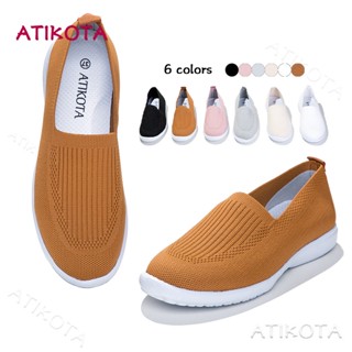 Atikota รองเท้าโลฟเฟอร์ พื้นแบน ระบายอากาศ กันลื่น 6 สี แฟชั่นสําหรับผู้หญิง 2022