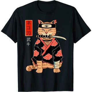เสื้อยืด พิมพ์ลายอนิเมะ Cat Yakuza Cat Samurai แฟชั่นฤดูร้อน สําหรับผู้ชาย_02