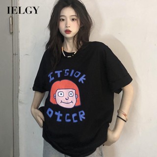 IELGY       เสื้อยืดแขนสั้นลําลอง เข้ากับทุกการแต่งกาย แฟชั่นเรียบง่าย สําหรับผู้หญิง