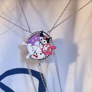 Cartoon Magnetic Suction Necklace Girls New Cartoon Cute Magnetic Suction Pizza Sticker Necklace Female Girlfriend Gift Jewelry