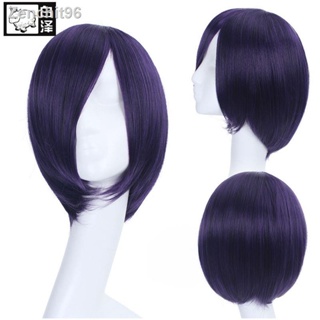 พร้อมส่ง▬Baize อะนิเมะคอสเพลย์ผ้าไหมอุณหภูมิสูงผมปลอม Tokyo ghoul สีน้ำเงินสีม่วง COS Kirishima Dongxiang วิกผมสั้น