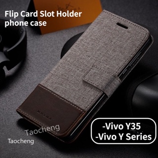 เคสโทรศัพท์มือถือหนังแข็ง ฝาพับ กันกระแทก พร้อมช่องใส่บัตร สําหรับ Vivo Y35 Y22 s Y22s Y16 Y02s 4G 2022