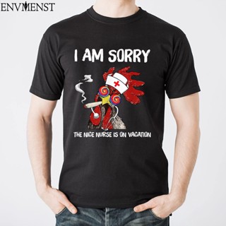 Graphic Men Top I Am Sorry The Nice Nurse Is on Vacation Funny Chicken Lover Vintage T Shirt Male Funny Oversized F_02