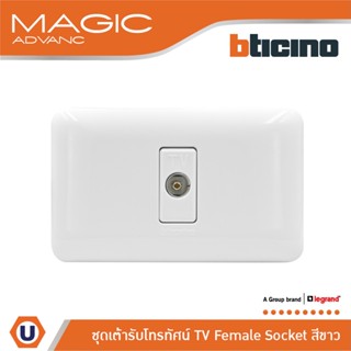 BTicino ชุดเต้ารับทีวี(แบบขนาน แกนกลางตัวเมีย)สีขาว เมจิก แอดวานซ์ TV Socket 1Module White|Magic Advance|M9152D+M903/11P