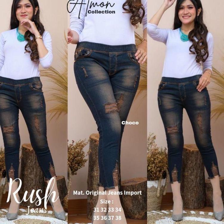 ราคา RUSH JEANS.KHAYSA JEANS.TIFANNY JEANS 7/9 JEANS PANTS TEARS NOT TRANSLUCENT