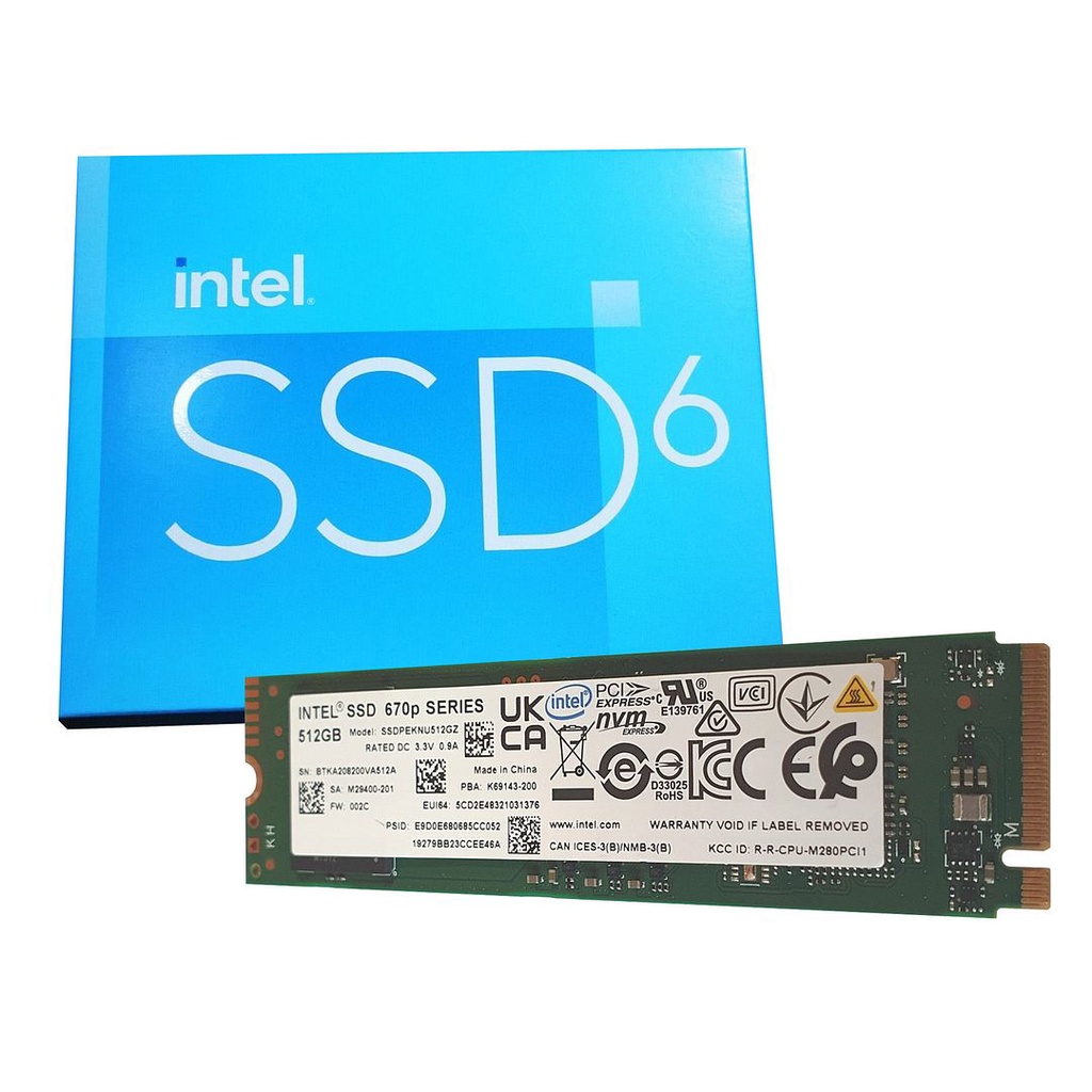 Intel 670p 512GB PCIe 3.0 NVMe M.2 2280 SSD - Read: 3000MB/s, SSDPEKNU512GZX1