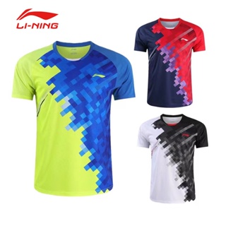 Li Ning ใหม่ ชุดกีฬาแบดมินตัน แขนสั้น แบบแห้งเร็ว สําหรับผู้ชาย และผู้หญิง 6221