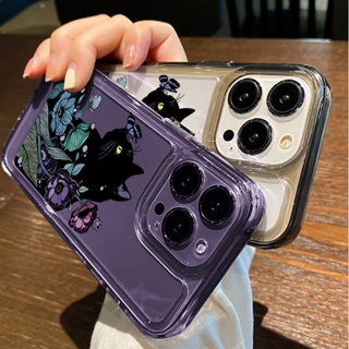 เคสโทรศัพท์ซิลิโคน TPU ใส แบบนิ่ม กันกระแทก สีดํา สําหรับ IPhone 14 13 12 11 Pro Max 7 8 XS X XR 6 6S Plus SE 2020