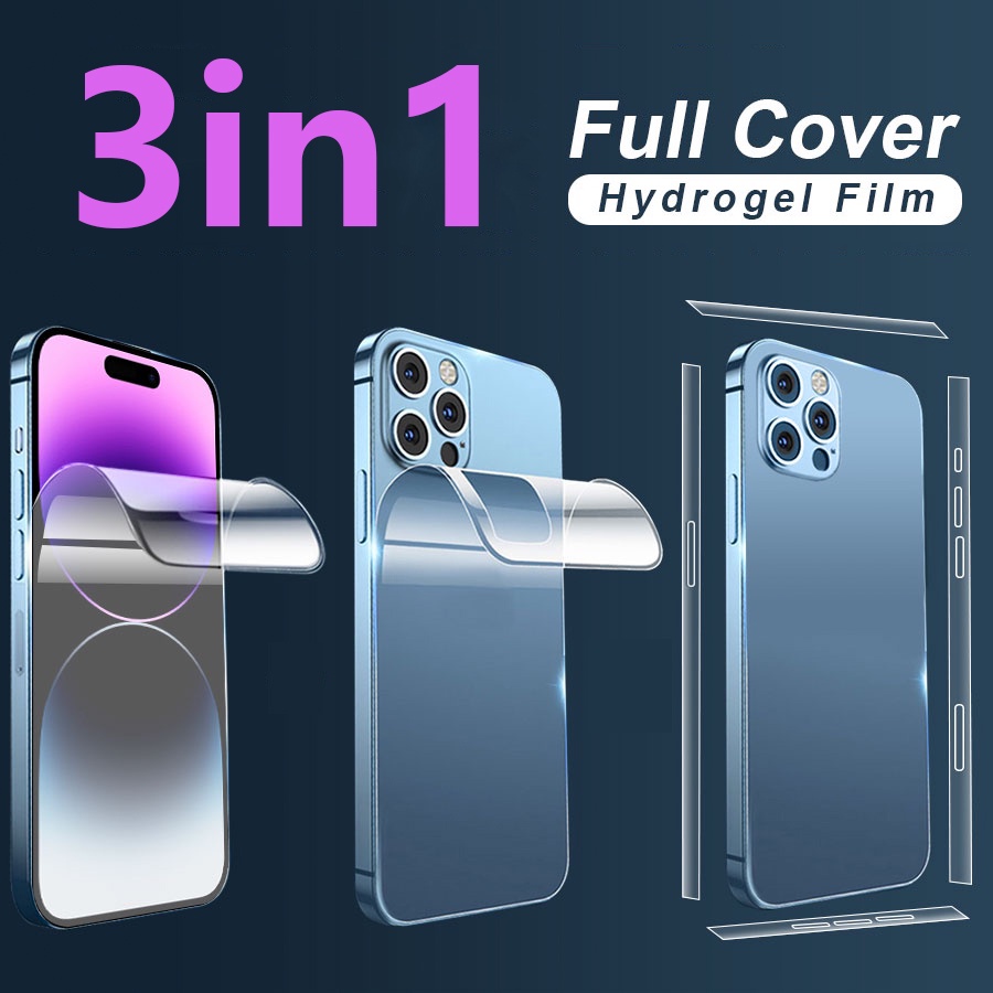 ฟิล์มไฮโดรเจล TPU ผิวด้าน กันรอยหน้าจอ ด้านหน้า และหลัง สําหรับ iPhone 13 12 11 14 15 16 Pro Max 14 15 16 Plus