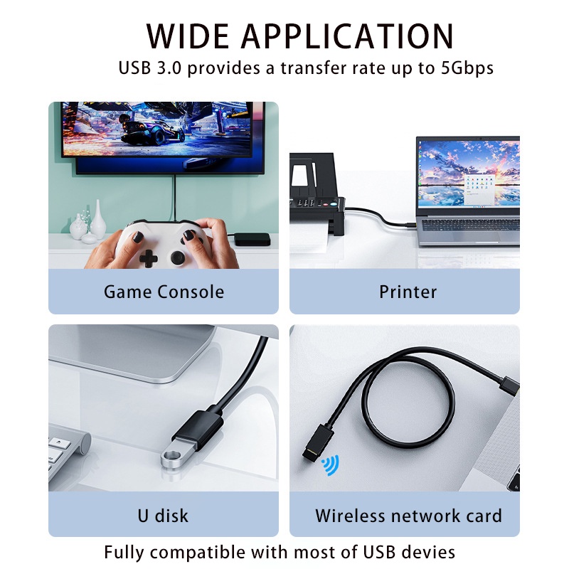 สายเคเบิลต่อขยาย USB 3.0 3 ม.-0.5 ม. สําหรับแล็ปท็อป ทีวี PS4 Xbox One PC USB เป็น USB 3.0 2.0