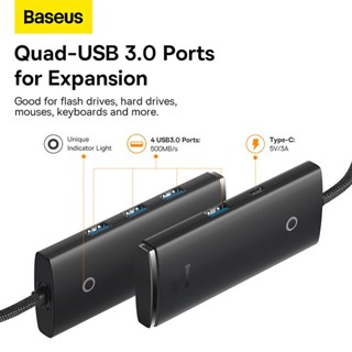 อะแดปเตอร์ฮับ Baseus Adapter type-c to usb 4in1 hub USB Type C เป็น USB 3.0 4 พอร์ต HUB