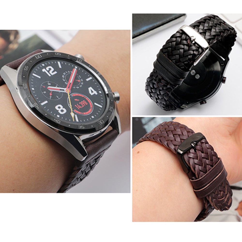 สายนาฬิกาข้อมือ สายหนังวัวแท้ แบบถัก ปลดเร็ว ขนาด 20 มม. รูปที่ 6