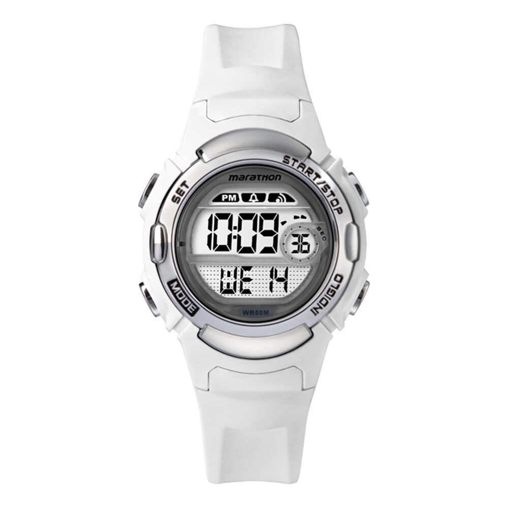 Timex TW5M15100 MARATHON นาฬิกาข้อมือผู้หญิง สายเรซิ่น สีขาว หน้าปัด 33 มม.
