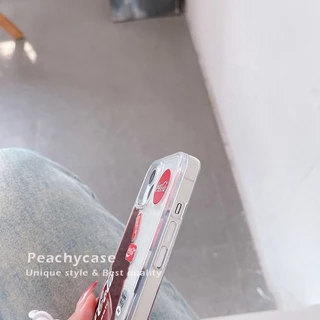 แฟชั่น Float Coca Cola Flow Liquid Quicksand เคสโทรศัพท์สําหรับ IPhone 15 14 13 12 11 Pro Max 15 14 Plus อะคริลิค Hard PC ฝาหลังกันกระแทกป้องกันปลอก
