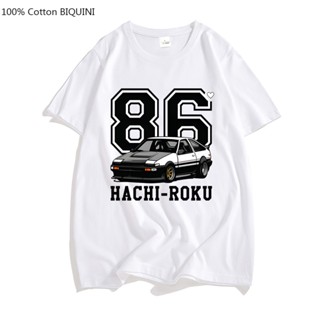 Ae86 เสื้อยืดแขนสั้น คอกลม ผ้าฝ้าย 100% พิมพ์ลายอนิเมะ Hachi Roku Initial D สไตล์ญี่ปุ่น สําหรับผู้ชาย