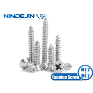 Nindejin สกรูหัวแบน สเตนเลส 304 M1.2 M1.4 M1.7 สําหรับเฟอร์นิเจอร์ 55 ชิ้น