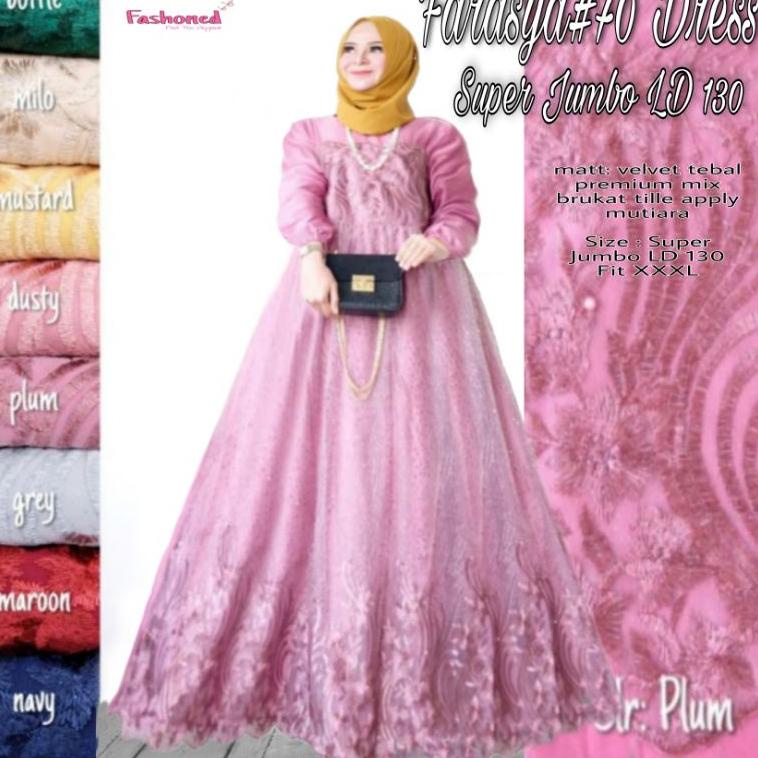 ราคาที่ถูกที่สุด Farasya Dress Super Jumbo LD 130 Gamis Tile Gamis Brukat Jumbo LD 130 Gamis Brukat 