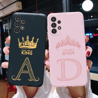 เคสโทรศัพท์มือถือ ซิลิโคน กันกระแทก ลายตัวอักษรมงกุฎ สีดํา สีชมพู หรูหรา สําหรับ Samsung A13 A13 4G A135F