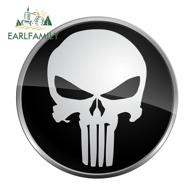 Earlfamily 13 ซม.Punisher สติกเกอร์รถสําหรับกระจกรถยนต์ไวนิลแล็ปท็อป Trunk ตกแต่งครีมกันแดด Decals