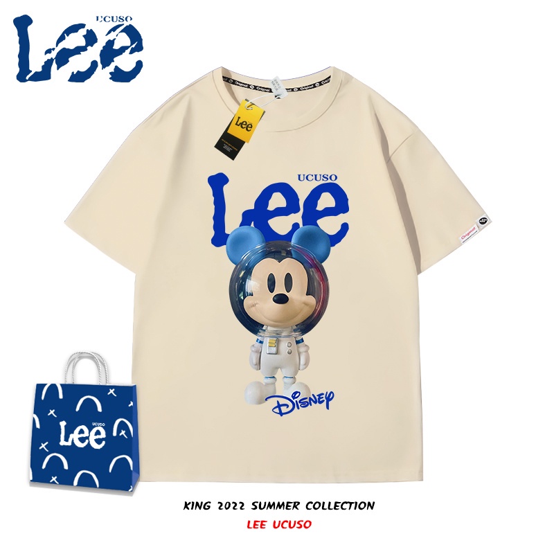 long shirt✠LEE XUSS joint Mickey short-sleeved t-shirt men s 2022 new summer cartoon print cute Mick_09