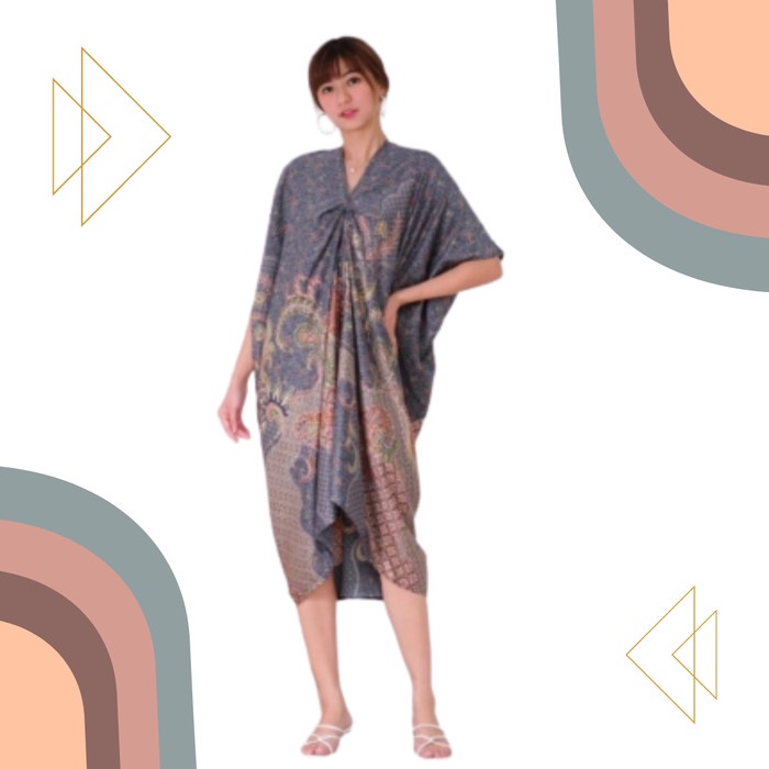 Kaftan Kaftan พร้อมเชิญคริสต์มาสจัมโบ้ด้านนอก Viral Navy ผ้าบาติกกลาง G4C2 J0Y6