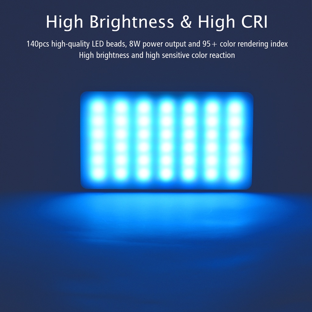 Andoer W140 ชุดไฟวิดีโอ LED RGB CRI95+ 2500K-9000K หรี่แสงได้ 20 เอฟเฟค พร้อมขาตั้งกล้อง หัวบอล สําหรับคอมพิวเตอร์ตั้งโต๊ะ