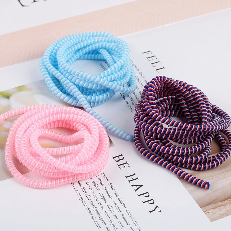 ส่งจากไทย สายชาร์จหลากสี เชือกป้องกันสายเคเบิลข้อมูล 1.4 ม./ที่เก็บฝาครอบป้องกันหูฟัง