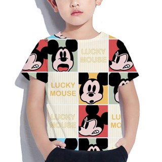 เสื้อยืดลําลอง ลายการ์ตูนดิสนีย์ มิกกี้ มินนี่ เหมาะกับฤดูร้อน สําหรับเด็กผู้ชาย และเด็กผู้หญิง 2022