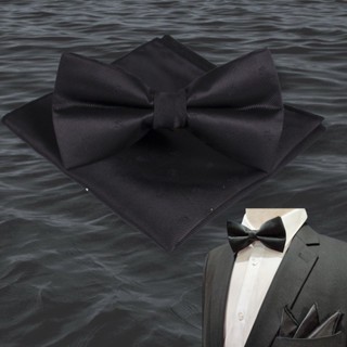 Bowtie Marine Anchor Black  Set โบว์ไทด์ลายสมอสีดำ (BOWTIE111)