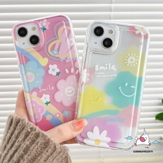 เคสโทรศัพท์มือถือ สําหรับ iPhone 11 14 13 12 Pro MAX 7 8 6 6S Plus XR X XS MAX 	Ins เกาหลี น่ารัก ยิ้ม สด สีน้ํา ดอกไม้ เมฆ หัวใจ รัก นิ่ม TPU ฝาหลัง กันกระแทก ถุงลมนิรภัย เคส