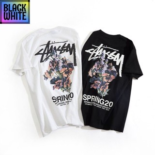 เสื้อยืดใหม่ STUSSY STUSSY เสื้อยืดลําลองสําหรับผู้ชายผู้หญิงแขนสั้นพิมพ์ลาย American Tide