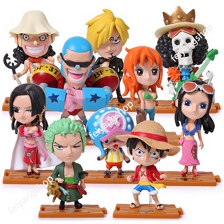 เครื่องประดับ ตุ๊กตาการ์ตูน One Piece Luffy Zoro Chopper Boa Hancock Acn Ftioigure 10 ชิ้น